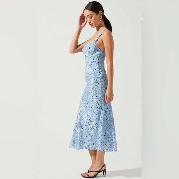ASTR The Label Halle Bustier Slip Midi Dress Light Blue Floral coquette girly XS - Picture 3 of 16
